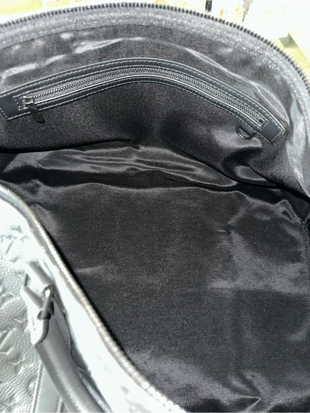 Black Embossed Leather Weekender Duffel Bag - Luxury Style